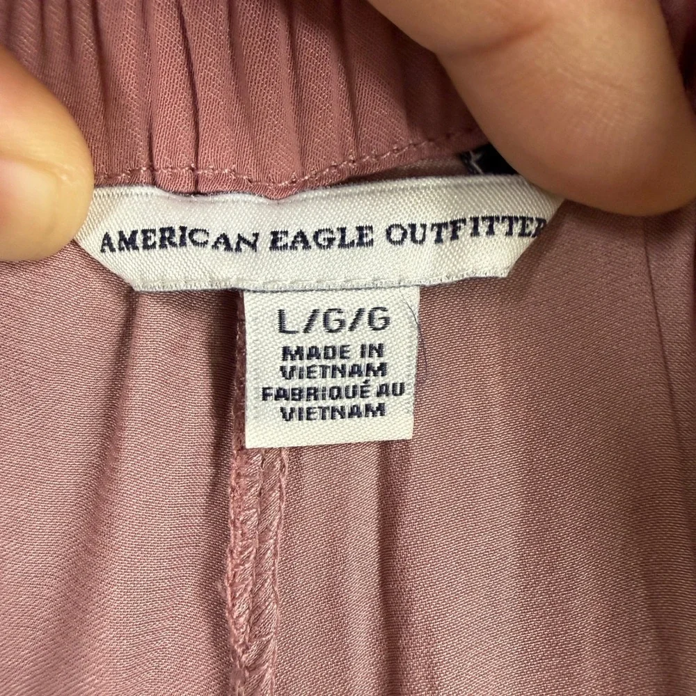 American Eagle Outfitters Pants Womens Large Pink Satin Stripe Lightweight Relax